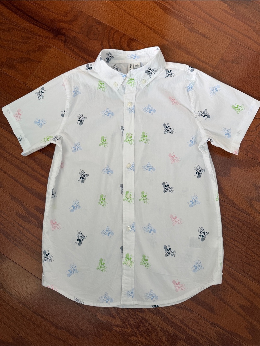 Disney x Janie and Jack White Button-Up Shirt with Multicolor Mickey Prints
